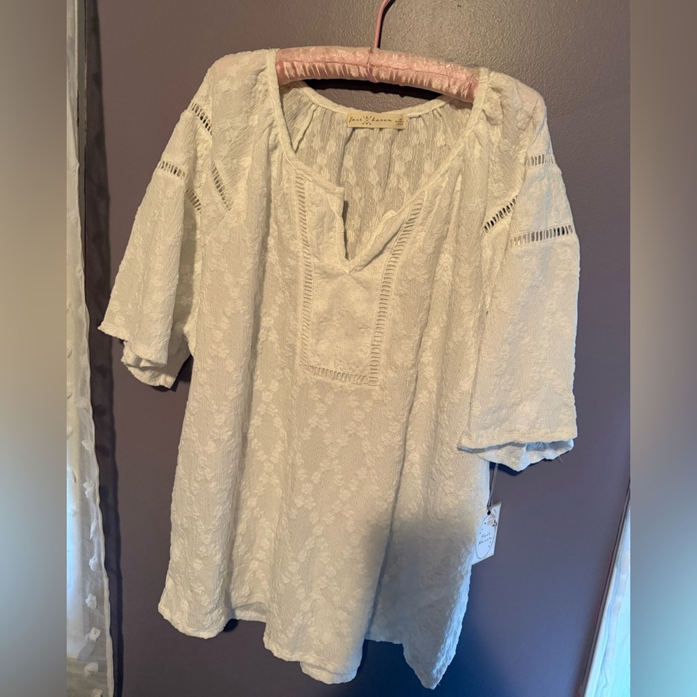 White Peasant Top by Fair Haven NWT Plus size 2X